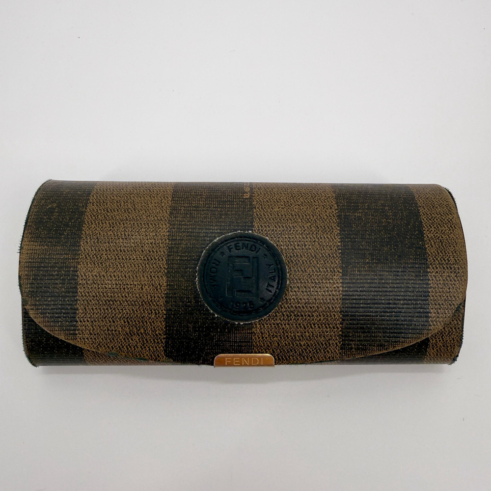 VTG Fendi Eye Glass Case Roma Italia Occhiali Italy Snap Case Two Tone Brown